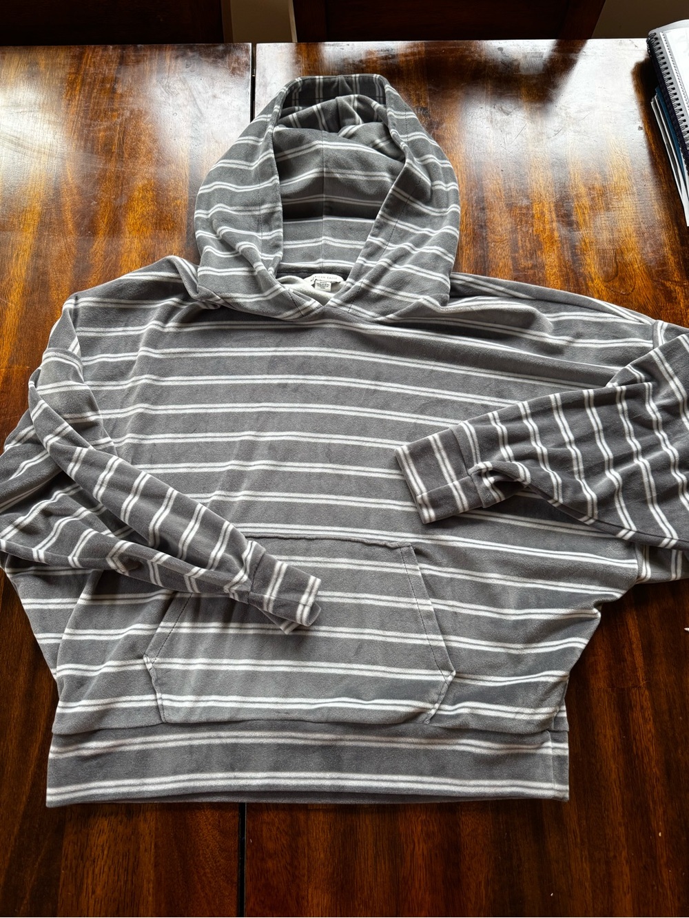 American Eagle Outfitter Gray Striped Hooded Pullover Sweatshirt medium soft